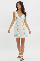 Mykonos Morning Tied Shoulder Mini Dress Beige