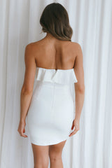 Blue Moon Ruffle Neckline Mini Dress White