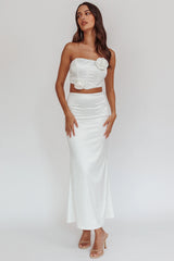 Like A Dove Satin Maxi Skirt Oyster