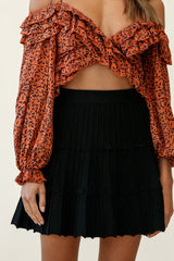 Eleanor Thick Ribbed Knit A-Line Skirt Black