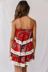 Palau Tassel-Trimmed Paisley Crop Top Red