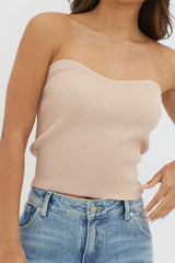 Flora Strapless Knit Top Mocha
