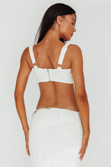 Bindi Puckered Crop Top White