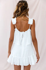 Drifter Layered Bust Pleated Strap Dress White