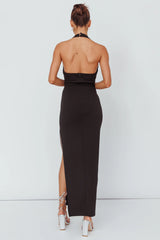 Leading Role Diamante Strap Halter Dress Black
